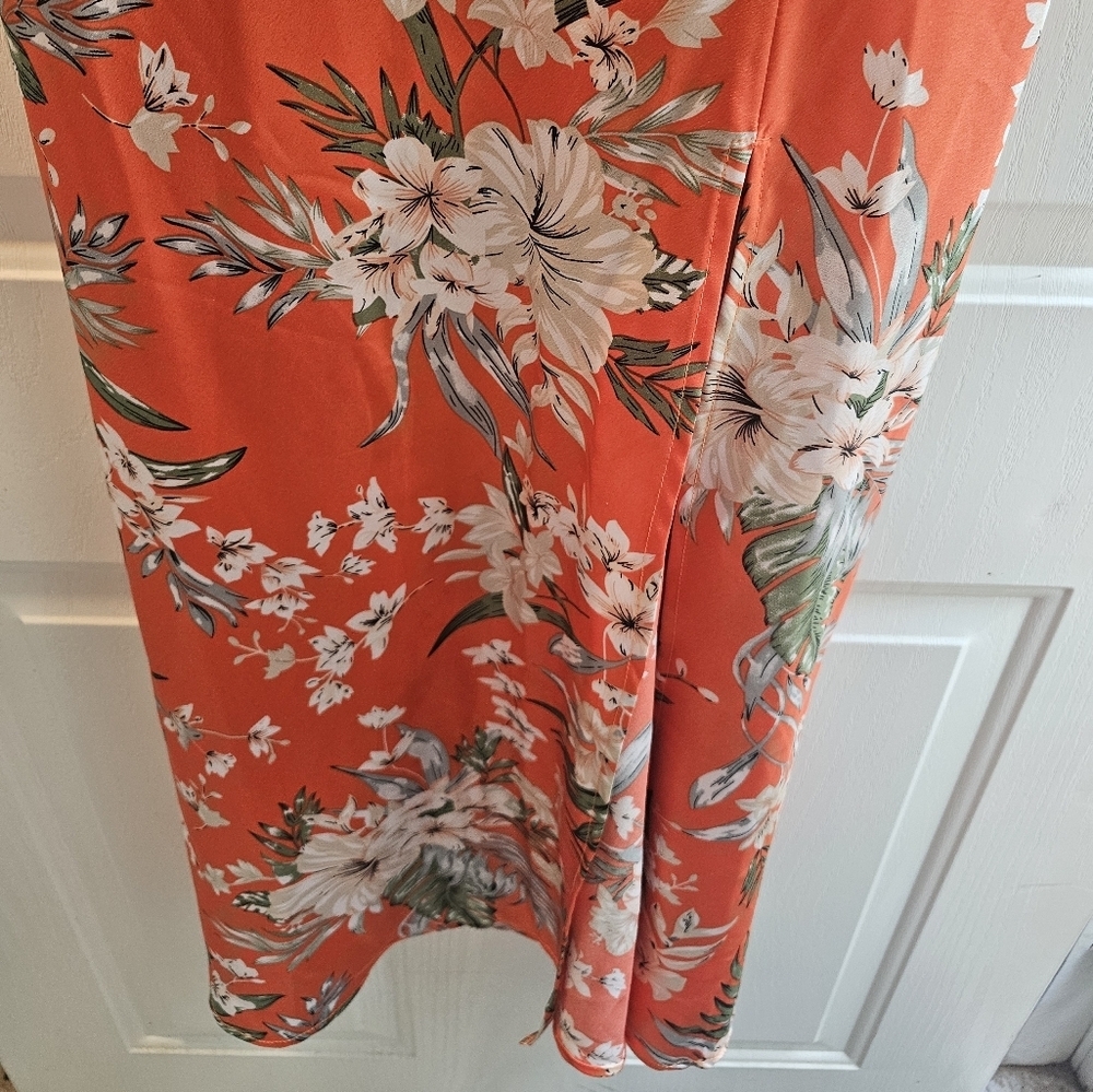 Floral Orange Sunmer Dress Size M - Picture 7 of 10